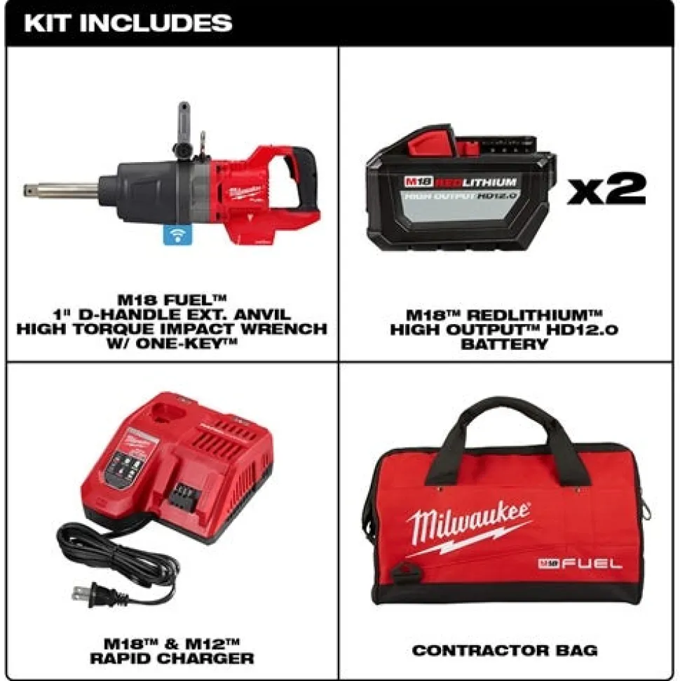 Milwaukee M18 Fuel 1" D-Handle Ext. Anvil High Torque Impact Wrench w/ One-Key Kit 2869-22HD