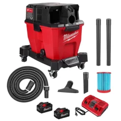 Milwaukee M18 FUEL 9 Gallon Dual-Battery Wet/Dry Vacuum Kit & Large Wet/Dry Vacuum HEPA Filter & (5) 9 Gallon Fleece Dust Bags 0920-22HD & 49-90-1977 & 49-90-1989