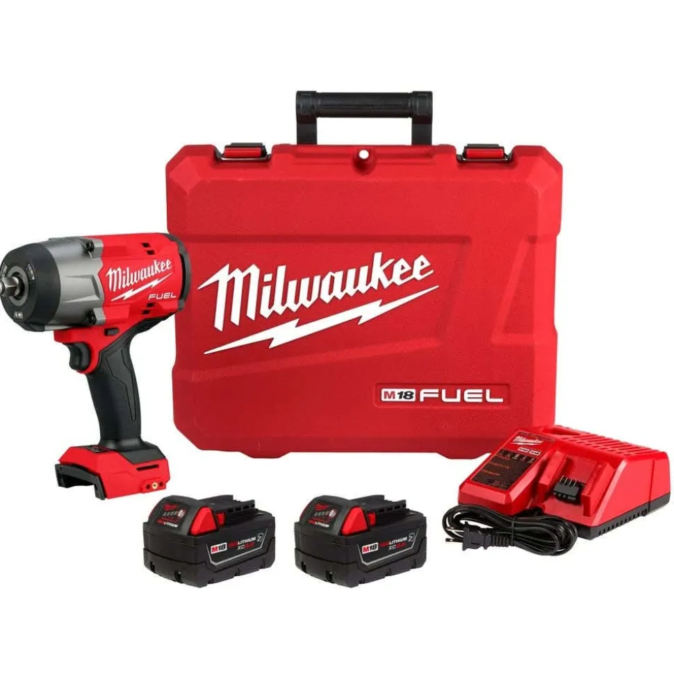 Milwaukee M18 FUEL 1/2" High Torque Impact Wrench Friction Ring Kit + 31pc. Impact Duty Metric/SAE PACKOUT Deep Socket Set Bundle KIT-2967-22-49-66-6806