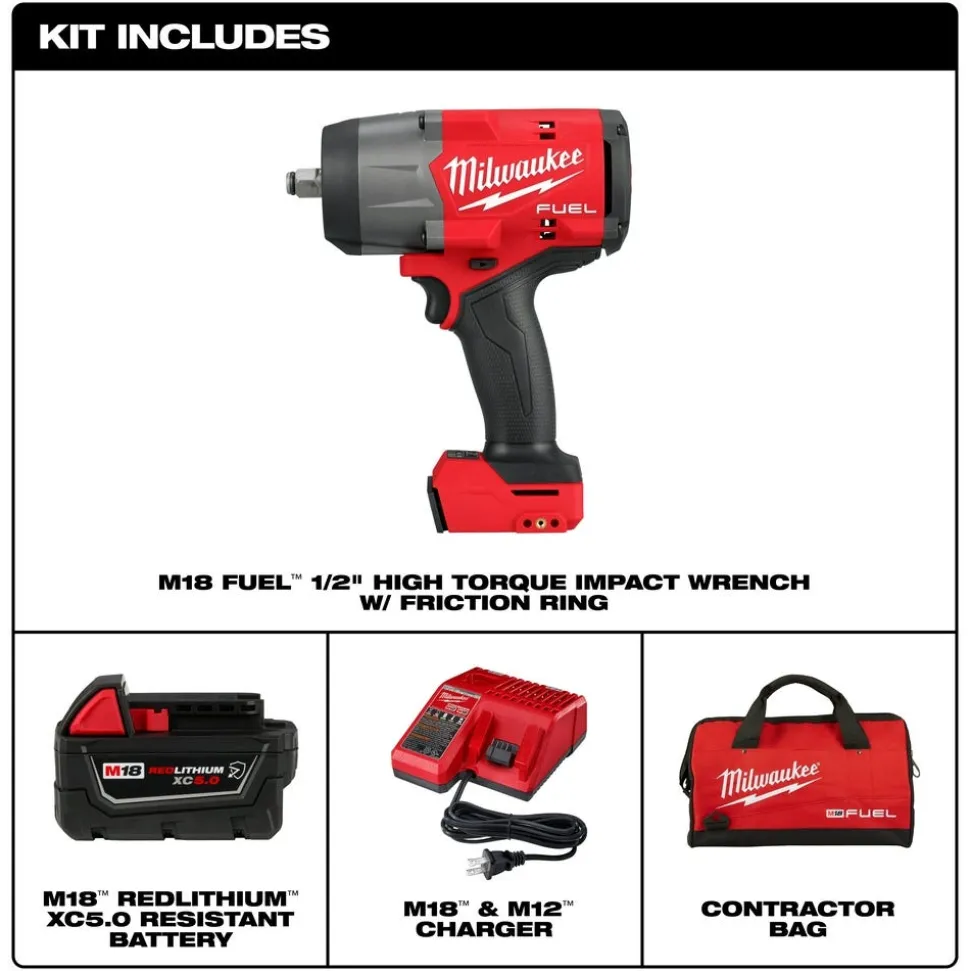 Milwaukee M18 FUEL 1/2" High Torque Impact Wrench w/ Friction Ring Kit 2967-21B