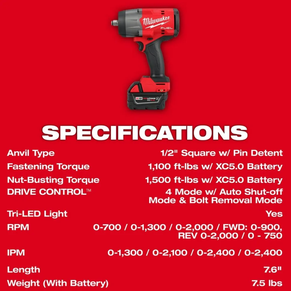 Milwaukee M18 FUEL 1/2" High Torque Impact Wrench w/ Friction Ring Kit 2967-21B