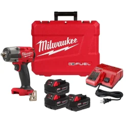 Milwaukee M18 FUEL 1/2'' Mid-Torque Impact Wrench Pin Detent Kit + XC5.0 Oil Resistant Battery Bundle KIT-2962P-22R-48-11-1850R