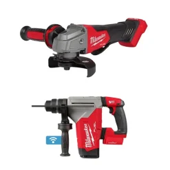 Milwaukee M18 FUEL 1-1/8" ONE-KEY SDS Plus Rotary Hammer & 5" No-Lock Paddle Switch Angle Grinder Bare Tool Bundle