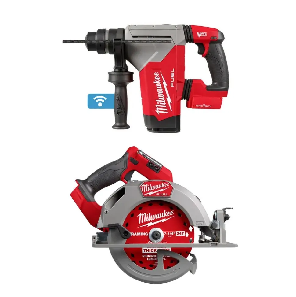 Milwaukee M18 FUEL 1-1/8" ONE-KEY SDS Plus Rotary Hammer & 7-1/4" Circular Saw Bare Tool Bundle
