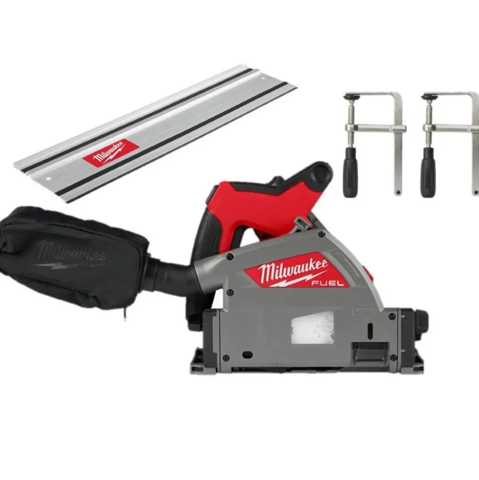 Milwaukee M18 FUEL 6-1/2" Plunge Track Saw & Guide Rail Clamps & 31" Guide Rail