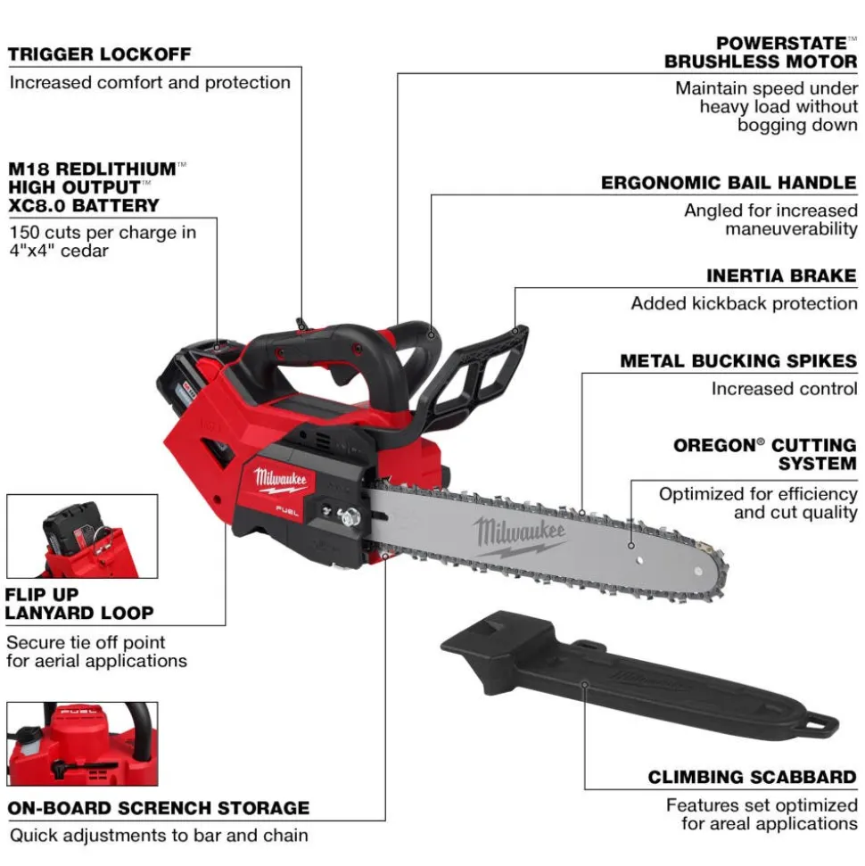 Milwaukee M18 FUEL 14" Top Handle Chainsaw Kit 2826-21T