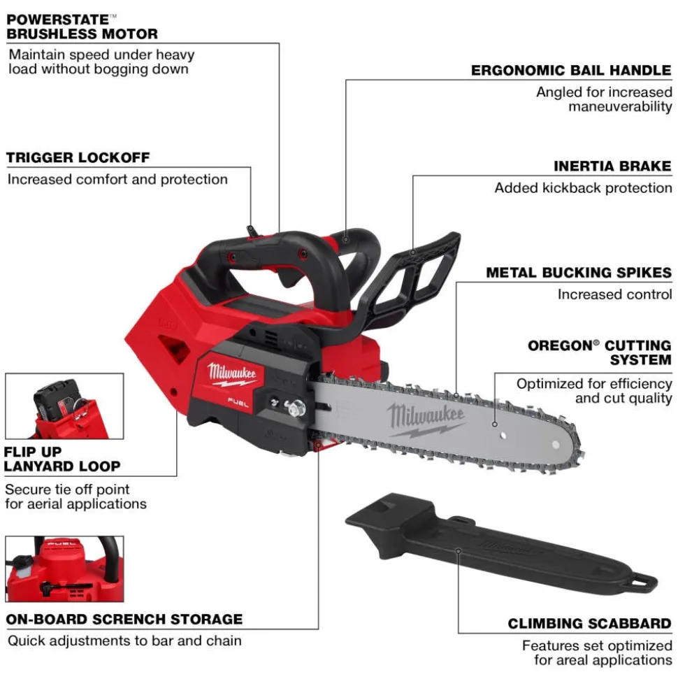 Milwaukee M18 FUEL 12" Top Handle Chainsaw (Tool-Only) 2826-20C