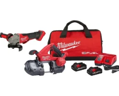 Milwaukee M18 FUEL Compact Band Saw Kit & M18 FUEL 4-1/2" / 5" Variable Speed Braking Grinder, Paddle Switch No-Lock