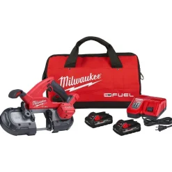 Milwaukee M18 FUEL Compact Band Saw Kit & M18 FUEL 4-1/2" / 5" Variable Speed Braking Grinder, Paddle Switch No-Lock