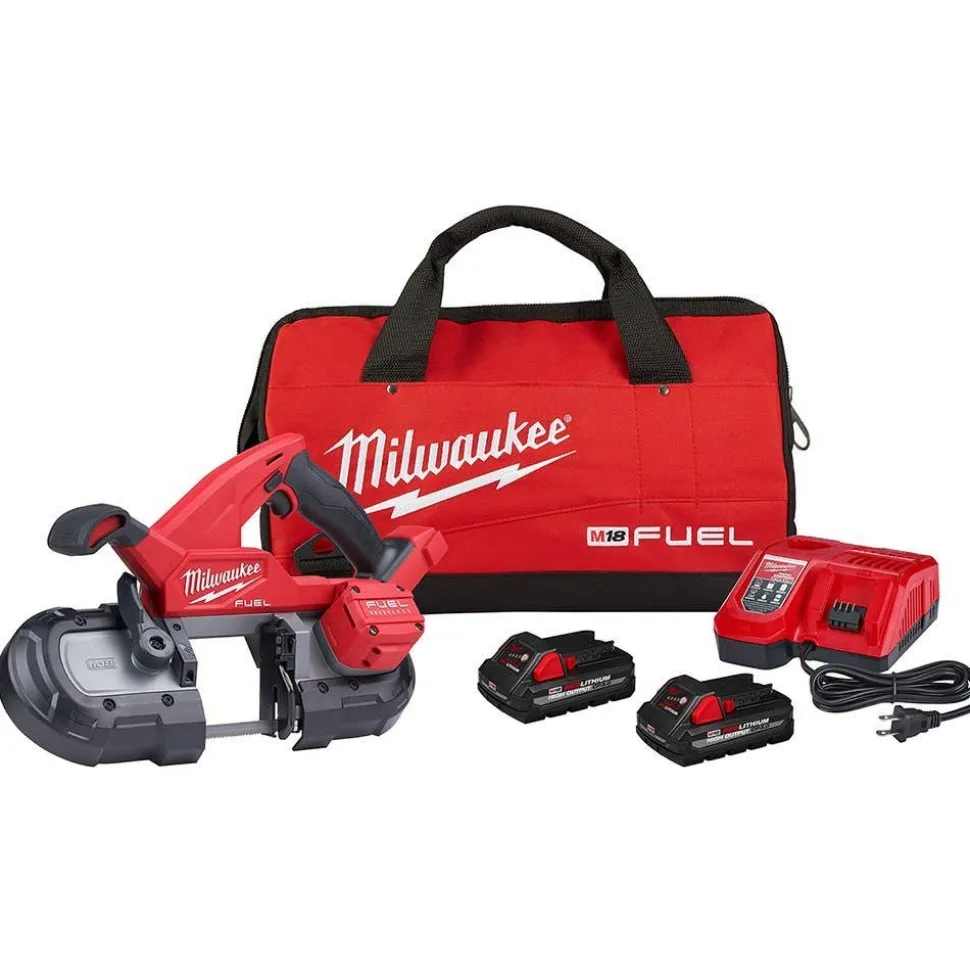 Milwaukee M18 FUEL Compact Band Saw Kit & M18 FUEL 4-1/2" / 5" Variable Speed Braking Grinder, Paddle Switch No-Lock
