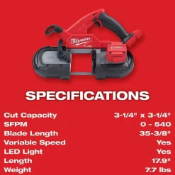 Milwaukee M18 FUEL Compact Band Saw Kit & M18 FUEL 4-1/2
