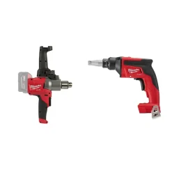 Milwaukee M18 FUEL Drywall Screw Gun & 180° Handle Mud Mixer Bare Tool Bundle