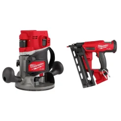 Milwaukee M18 FUEL 16Ga. Angled Finish Nailer & 1/2" Router Bare Tool Bundle