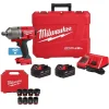 Milwaukee M18 FUEL High Torque Impact Wrench 3/4" Friction Ring ONE-KEY Kit + 8pc. Impact Duty Metric Standard Socket Set Bundle KIT-2864-22R-49-66-7019