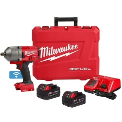 Milwaukee M18 FUEL High Torque Impact Wrench 1/2" Pin Detent ONE-KEY Kit + 31pc. Impact Duty Metric/SAE PACKOUT Deep Socket Set Bundle KIT-2862-22R-49-66-6806