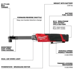 Milwaukee M12 FUEL INSIDER Extended Reach Box Ratchet 3050-21