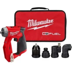 Milwaukee M12 FUEL Installation Drill/Driver, SURGE 1/4" Hex Hydraulic Driver & Radio/Charger Bare Tool Bundle