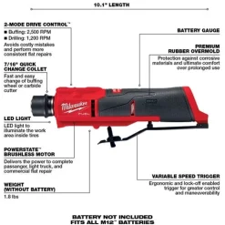 Milwaukee M12 FUEL Low Speed Tire Buffer 2409-20