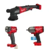 Milwaukee M18 FUEL ONE-KEY 1/2" High Torque & 3/8" Compact Friction Ring Impact Wrenches & 5" Random Orbital Polisher Bare Tool Bundle