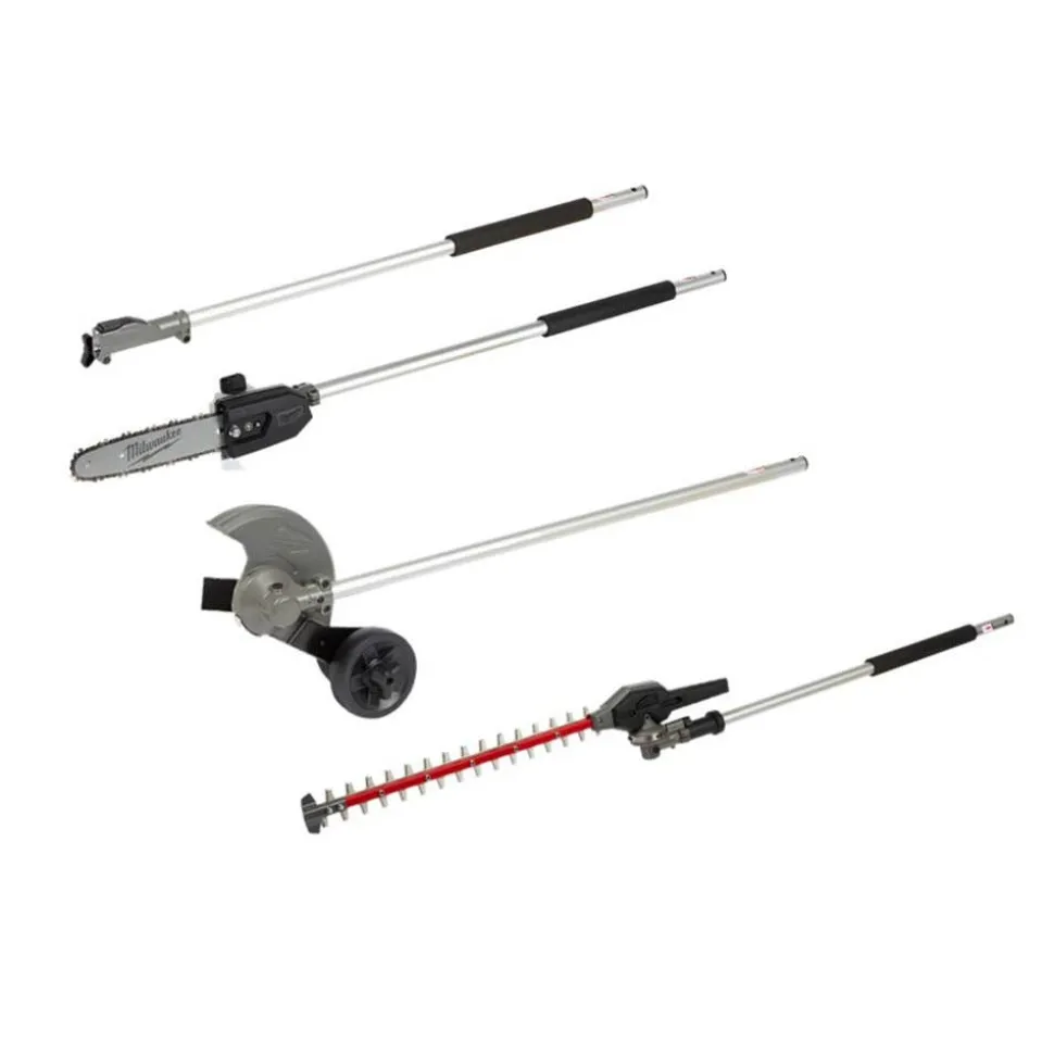 Milwaukee M18 FUEL QUIK-LOK Hedge Trimmer, Edger, 10" Pole Saw, 3' Extension Attachments Set 49-16-2719 & 49-16-2718 & 49-16-2720 & 49-16-2721