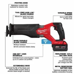 Milwaukee M18 FUEL SAWZALL Recip Saw with ONE KEY (Bare Tool) 2822-20