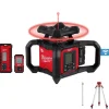 Milwaukee M18 Red Exterior Dual Slope Rotary Laser Level Kit w/ Receiver, Remote, Grade Rod & Tripod 3704-21T