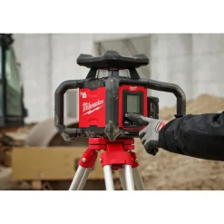 Milwaukee M18 Red Exterior Dual Slope Rotary Laser Level Kit w/ Receiver & Remote 3704-21