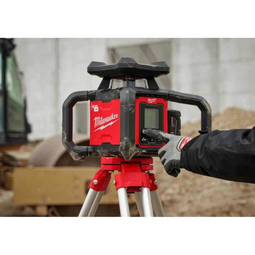Milwaukee M18 Red Exterior Dual Slope Rotary Laser Level Kit w/ Receiver & Remote 3704-21