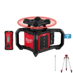 Milwaukee M18 Red Exterior Rotary Laser Level Kit w/ Receiver, Tripod, & Grade Rod 3701-21T