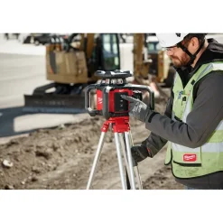 Milwaukee M18 Red Exterior Rotary Laser Level Kit w/ Receiver, Tripod, & Grade Rod 3701-21T