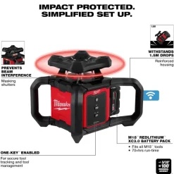 Milwaukee M18 Red Exterior Rotary Laser Level Kit w/ Receiver 3701-21