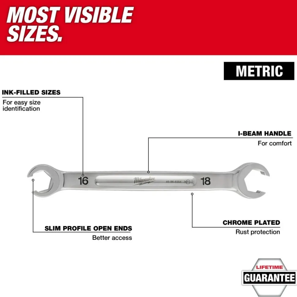 Milwaukee 16mm X 18mm Double End Flare Nut Wrench 45-96-8354