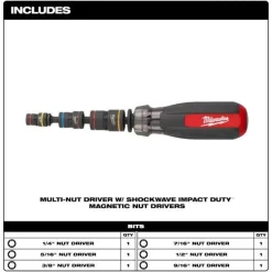 Milwaukee Multi-Nut Driver w/ SHOCKWAVE Impact Duty Magnetic Nut Drivers 48-22-2921