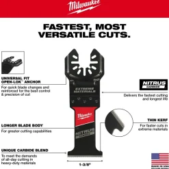 Milwaukee NITRUS CARBIDE Extreme Materials Universal Fit OPEN-LOK Multi-Tool Blade 3PK 49-25-1573