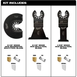 Milwaukee Open-Lok 3 Piece Wood Cutting Multi-Tool Blade Variety Pack 49-10-9004