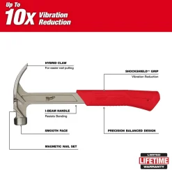 Milwaukee 16oz Smooth Face Hybrid Claw Hammer 48-22-9018