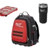 Milwaukee PACKOUT Backpack & PACKOUT 20oz Tumbler - Black & PACKOUT Compact Low-Profile Organizer