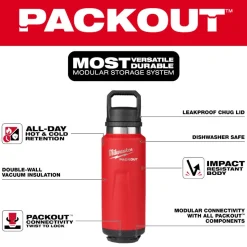 Milwaukee PACKOUT 36oz Insulated Bottle with Chug Lid 48-22-8397R