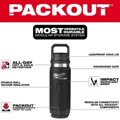Milwaukee PACKOUT 24oz Insulated Bottle with Chug Lid 48-22-8396B
