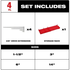 Milwaukee 4pc 3/8