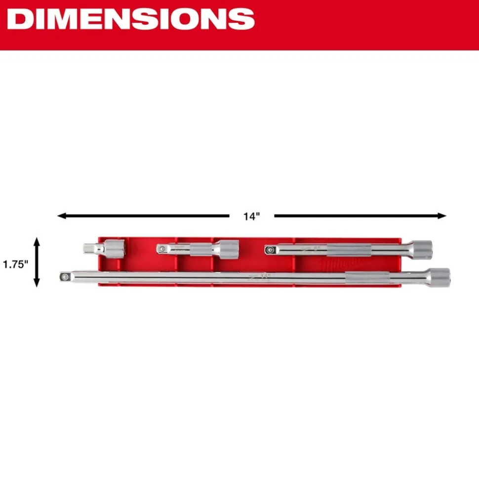 Milwaukee 4pc 3/8" Drive Extension Set 48-22-9341
