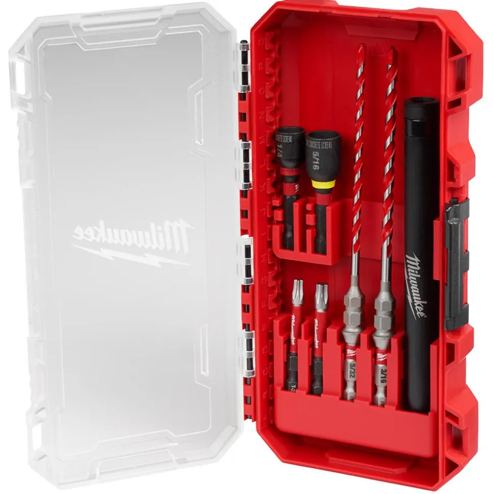 Milwaukee 7PC. SHOCKWAVE Impact Duty Carbide Hammer Drill Bit Concrete Screw Install Set 48-20-9097