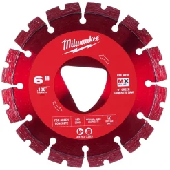 Milwaukee Red 6" x .100" Diamond Blade for Green Concrete (Medium-Hard) 49-93-7263