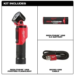 Milwaukee REDLITHIUM USB Rechargeable 500 Lumen Pivoting Flashlight (3.0Ah) Kit 2113-21