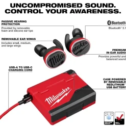 Milwaukee REDLITHIUM USB Bluetooth Jobsite NRR25 Ear Buds 2191-21