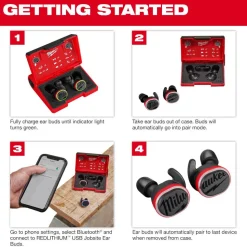 Milwaukee REDLITHIUM USB Bluetooth Jobsite NRR25 Ear Buds 2191-21