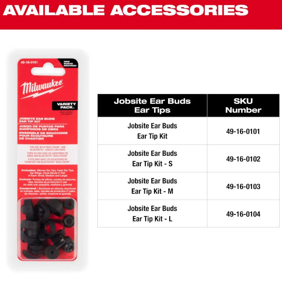 Milwaukee REDLITHIUM USB Bluetooth Jobsite NRR25 Ear Buds 2191-21