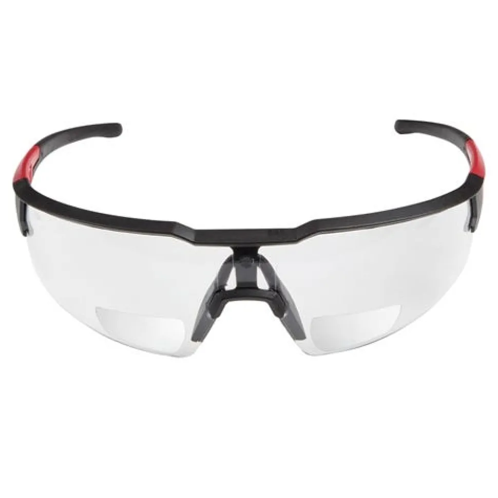 Milwaukee Safety Glasses with Magnified Clear Anti-Scratch Lenses +1.50 Magnification - Polybag Packaging 48-73-2203