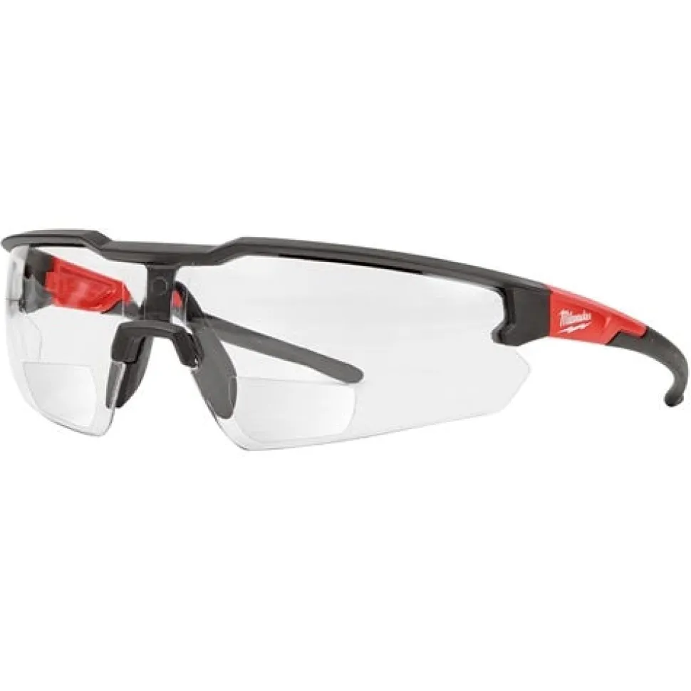 Milwaukee Safety Glasses with Magnified Clear Anti-Scratch Lenses +1.50 Magnification - Polybag Packaging 48-73-2203