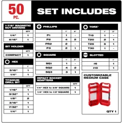 Milwaukee SHOCKWAVE Impact Duty Drill & Drive Set- 50 Piece 48-32-4013